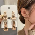 cuterabbitearringskoreanstylecartoonplushrabbitbowearringsforwomengirls1pairrandomcolor 1 Shopwido Pakistan