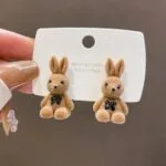 cuterabbitearringskoreanstylecartoonplushrabbitbowearringsforwomengirls1pairrandomcolor 8 Shopwido Pakistan